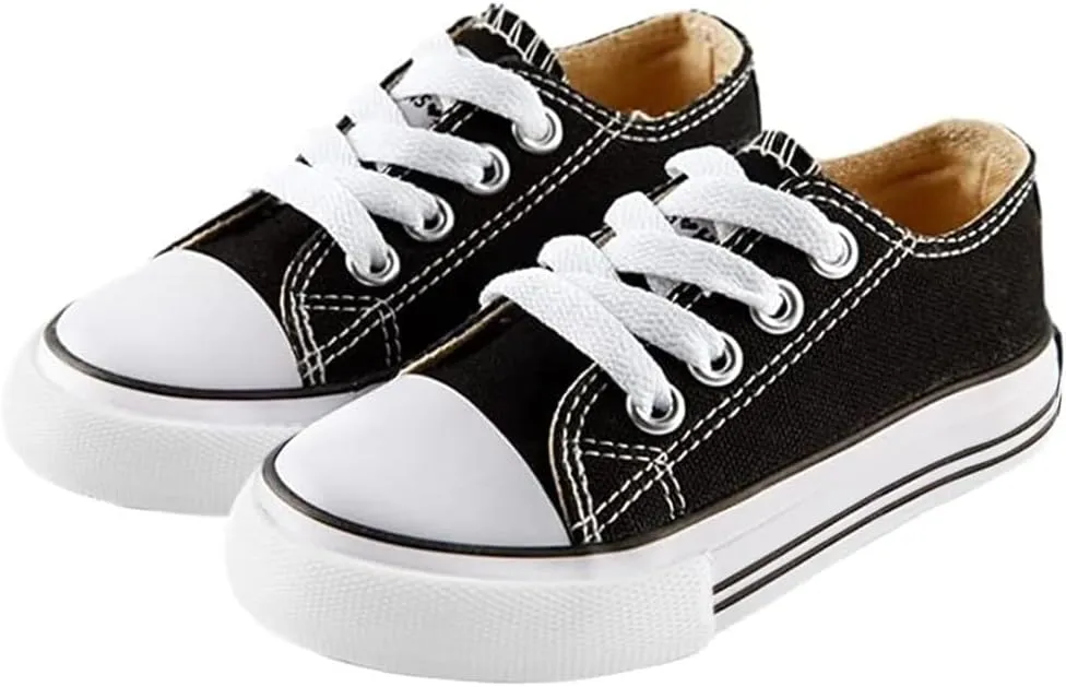 Mvlsoct Boys and Girl Low Top Canvas Kids Lace up Sneakers
