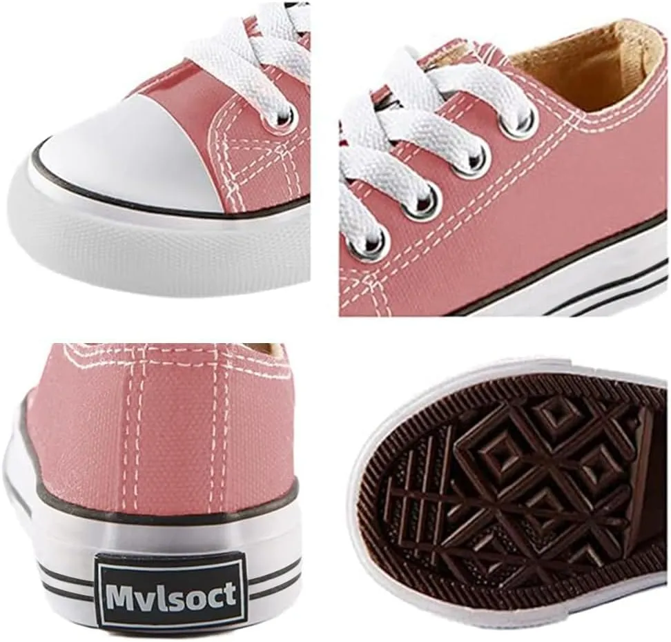 Mvlsoct Boys and Girl Low Top Canvas Kids Lace up Sneakers