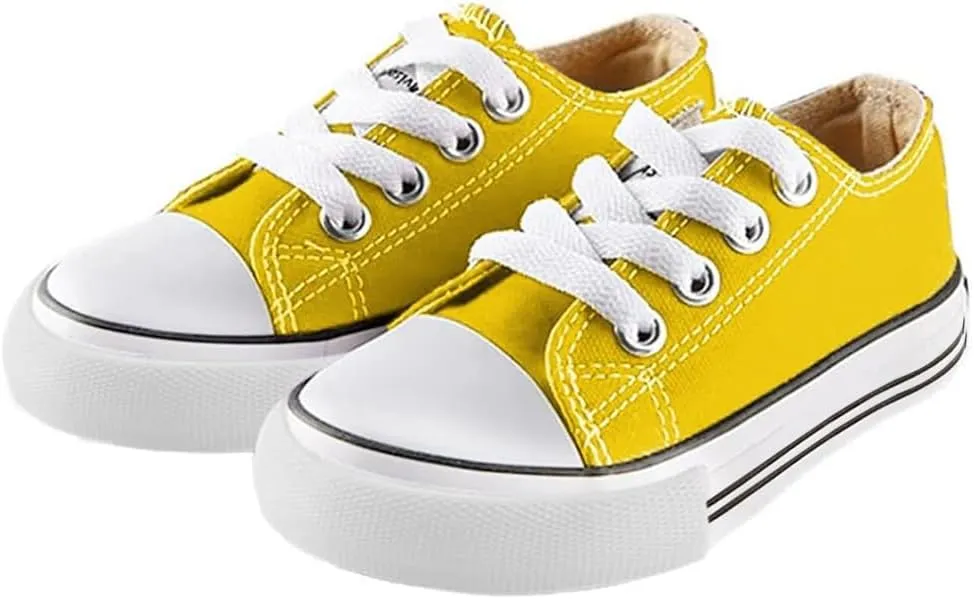 Mvlsoct Boys and Girl Low Top Canvas Kids Lace up Sneakers