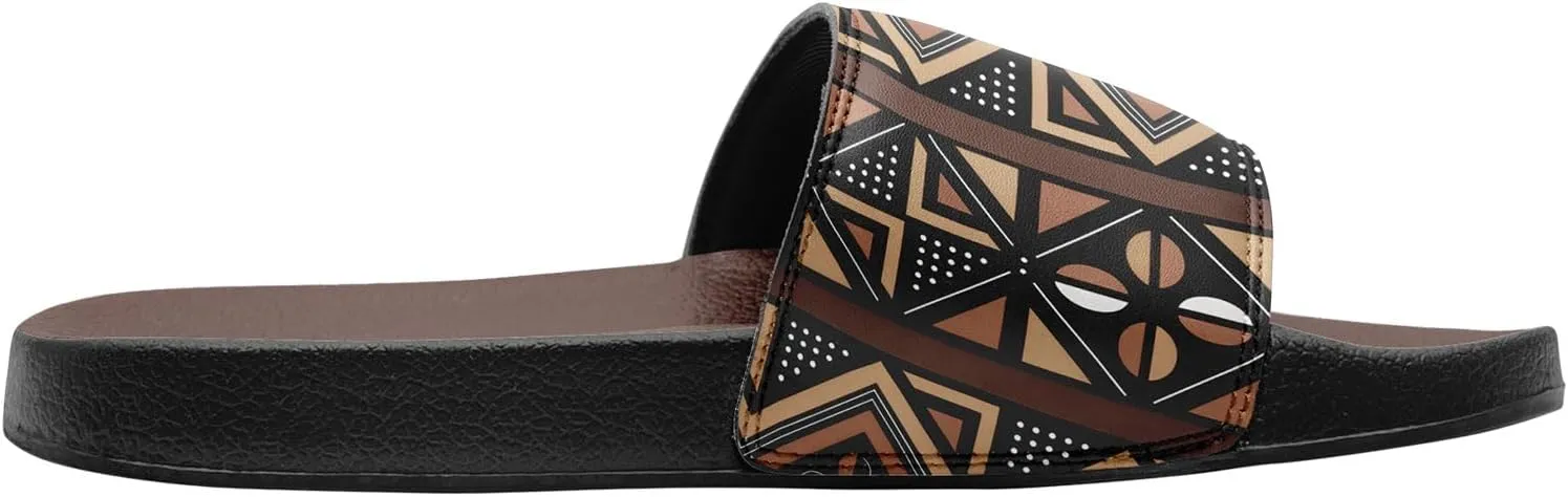 Native American Slide Sandals for Women, Comfortable Abstract Pattern Design Girls Spring Outdoor Slippers
