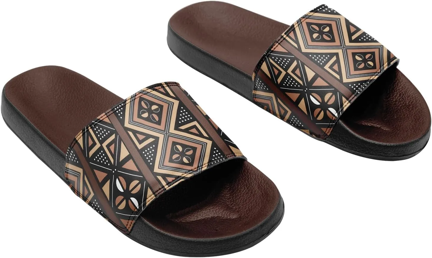 Native American Slide Sandals for Women, Comfortable Abstract Pattern Design Girls Spring Outdoor Slippers