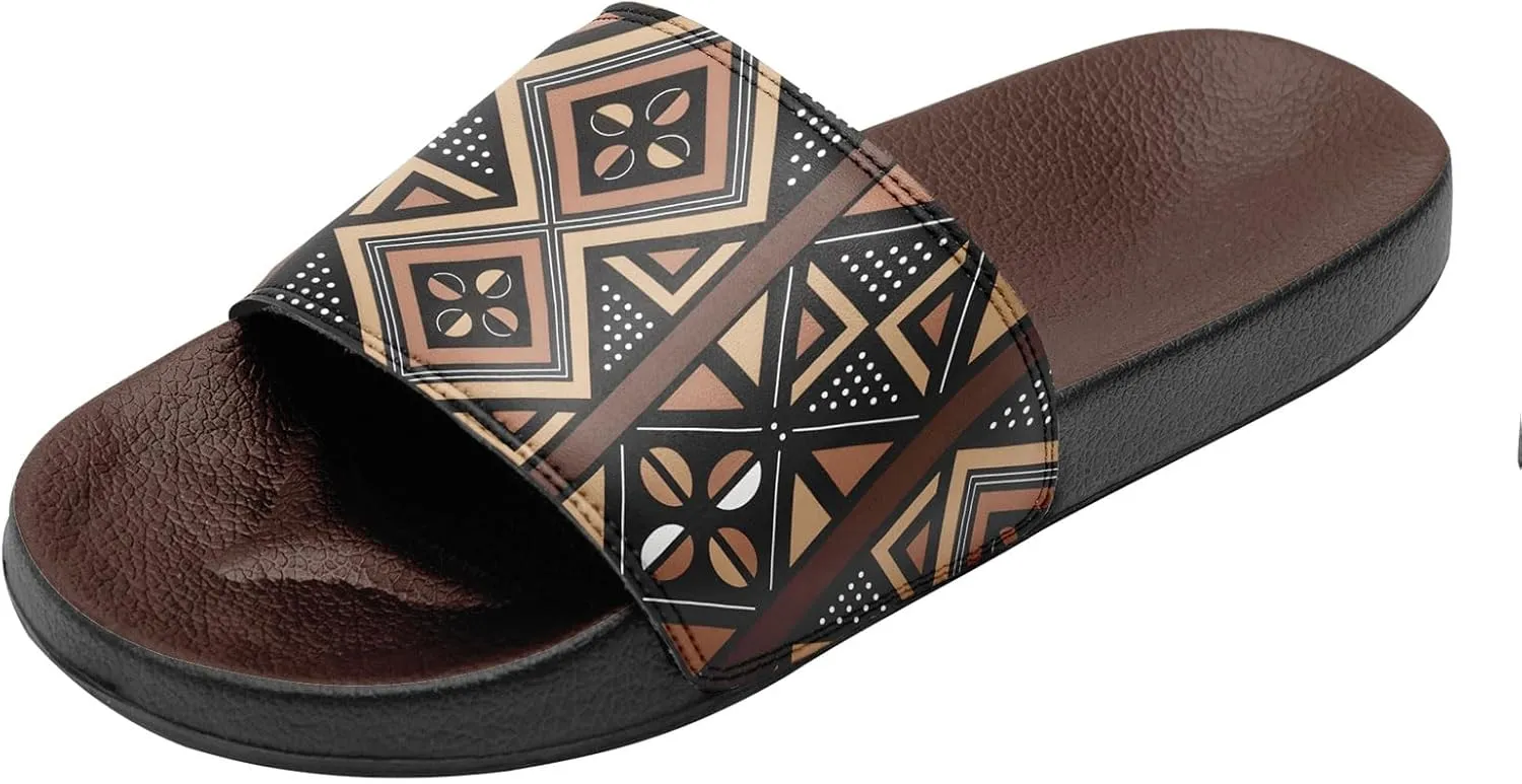 Native American Slide Sandals for Women, Comfortable Abstract Pattern Design Girls Spring Outdoor Slippers