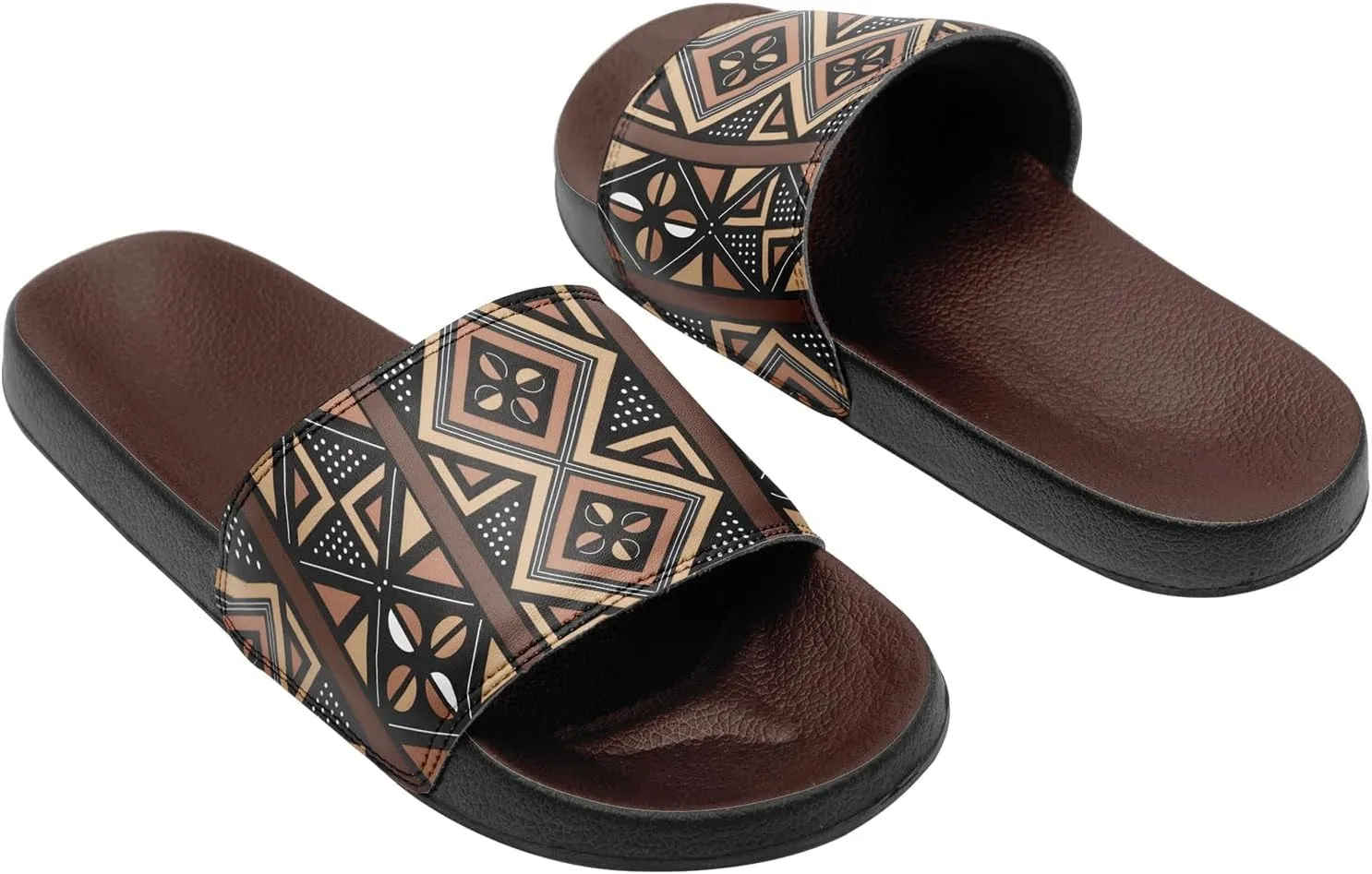 Native American Slide Sandals for Women, Comfortable Abstract Pattern Design Girls Spring Outdoor Slippers