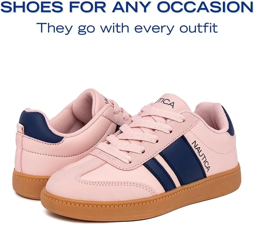 Nautica Boys Girls Casual Fashion Shoes – Comfortable Soccer Classic Walking Tennis Sneakers for Kids – Breathable, Lightweight & Flexible (Lace Up/Bungee) (Low-Top/High Top)