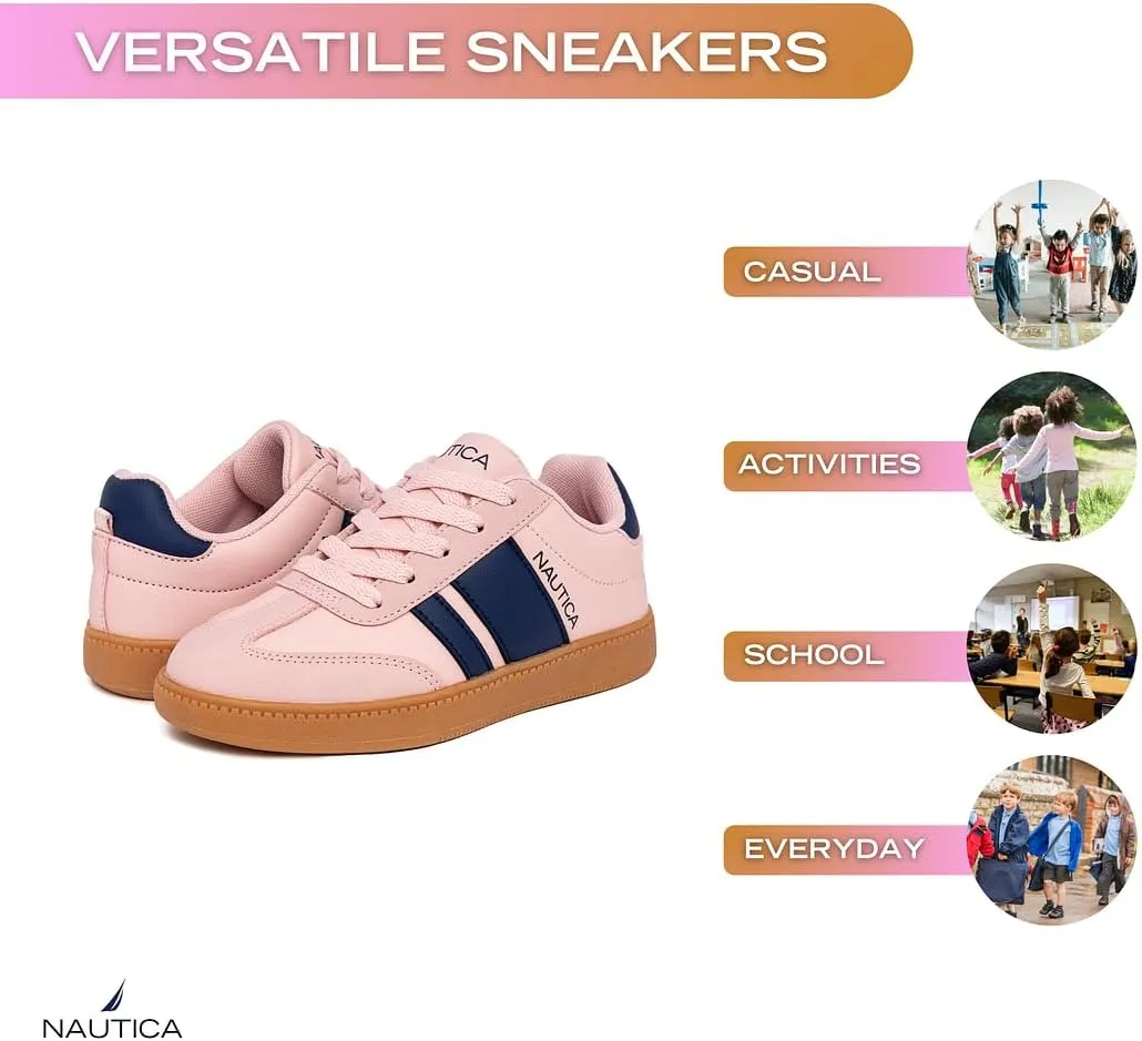 Nautica Boys Girls Casual Fashion Shoes – Comfortable Soccer Classic Walking Tennis Sneakers for Kids – Breathable, Lightweight & Flexible (Lace Up/Bungee) (Low-Top/High Top)