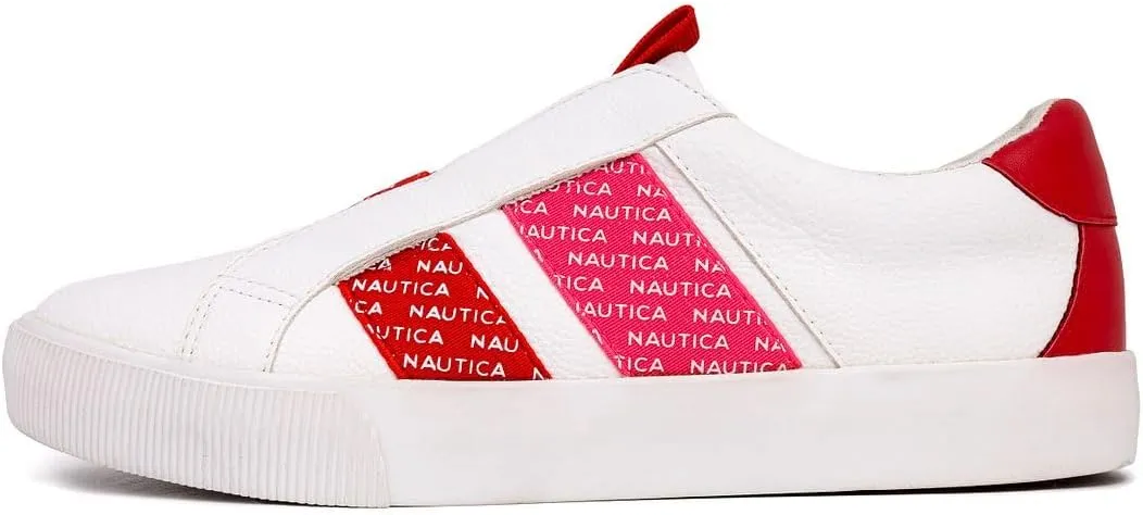Nautica Women's Slip-On Sneakers – Casual Low-Top Walking Shoes – Comfortable No-Lace Fashion Tennis Style