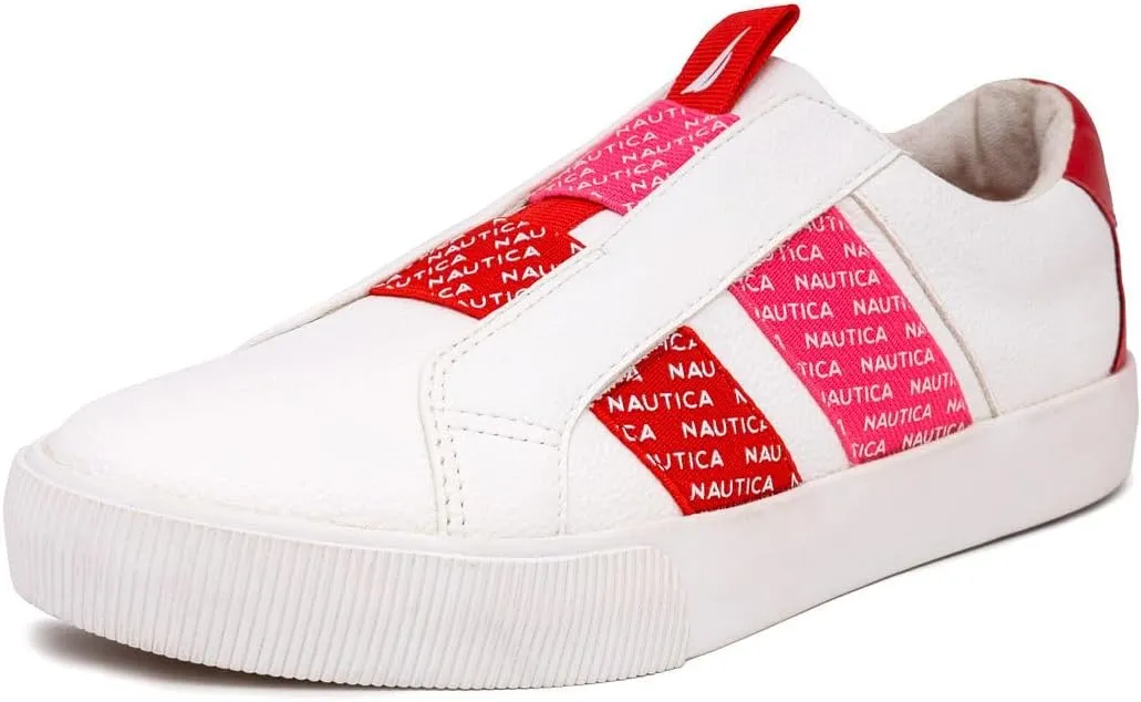 Nautica Women's Slip-On Sneakers – Casual Low-Top Walking Shoes – Comfortable No-Lace Fashion Tennis Style
