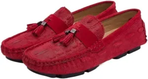 New Loafers for Men Faux Crocodile Print Solid Colors Tassel Leather Lightweight Comfortable Slip Resistant Prom Slip-on