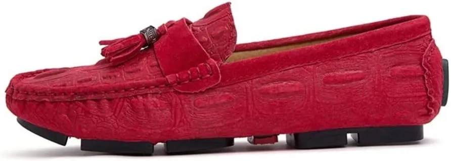 New Loafers for Men Faux Crocodile Print Solid Colors Tassel Leather Lightweight Comfortable Slip Resistant Prom Slip-on