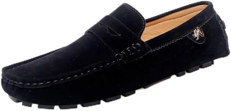 New Loafers for Men Round Toe Suede Vamp Penny Driving Loafers Flat Heel Flexible Comfortable Prom Fashion Slip-ons