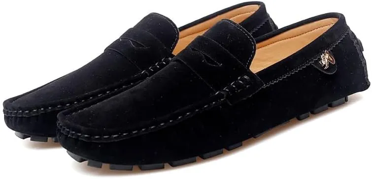 New Loafers for Men Round Toe Suede Vamp Penny Driving Loafers Flat Heel Flexible Comfortable Prom Fashion Slip-ons