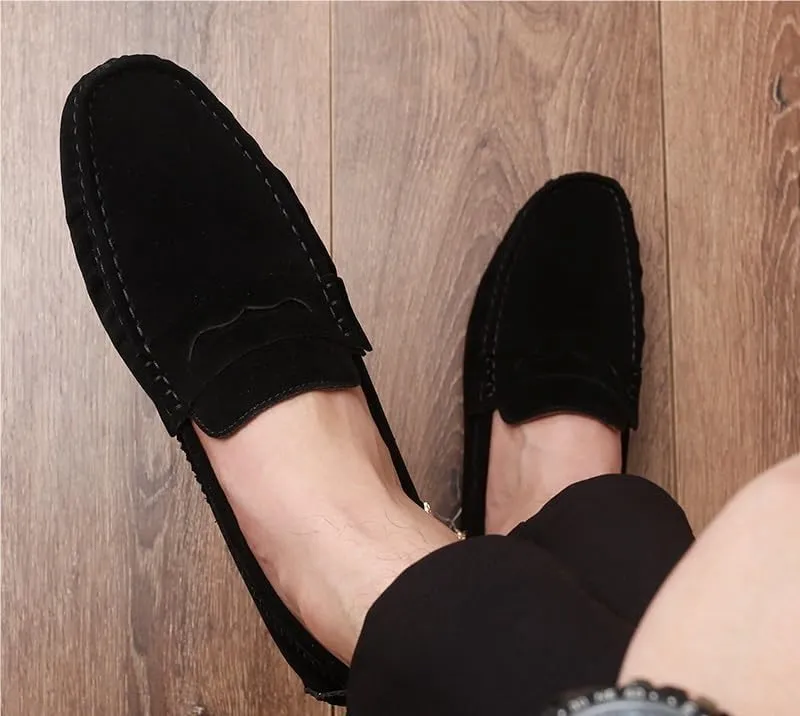 New Loafers for Men Round Toe Suede Vamp Penny Driving Loafers Flat Heel Flexible Comfortable Prom Fashion Slip-ons