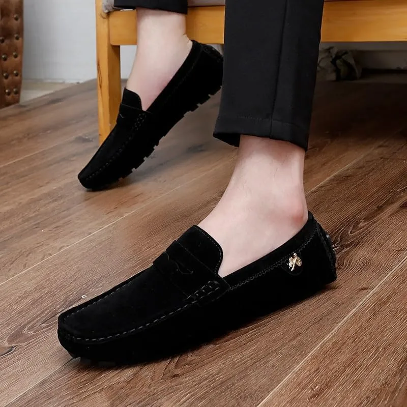 New Loafers for Men Round Toe Suede Vamp Penny Driving Loafers Flat Heel Flexible Comfortable Prom Fashion Slip-ons