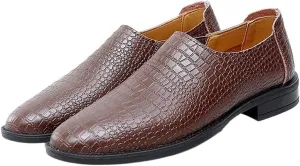New Mens Loafers Moccasins Shoes Faux Crocodile Print Solid Colors Leather Slip Resistant Flat Heel Lightweight Wedding Casual Slip-ons