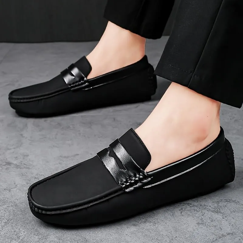 New Mens Loafers Shoe Round Toe Vegan Leather Penny Moccasins Loafers Flexible Slip Resistant Lightweight Prom Fashion Slip-on