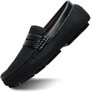 New Mens Loafers Shoe Round Toe Vegan Leather Penny Moccasins Loafers Flexible Slip Resistant Lightweight Prom Fashion Slip-on