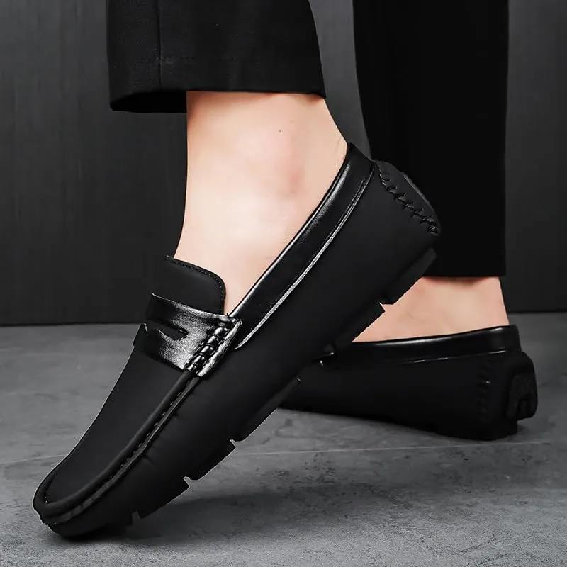 New Mens Loafers Shoe Round Toe Vegan Leather Penny Moccasins Loafers Flexible Slip Resistant Lightweight Prom Fashion Slip-on