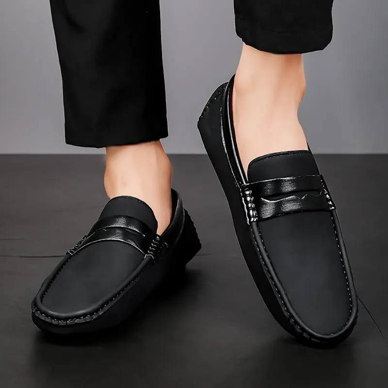 New Mens Loafers Shoe Round Toe Vegan Leather Penny Moccasins Loafers Flexible Slip Resistant Lightweight Prom Fashion Slip-on