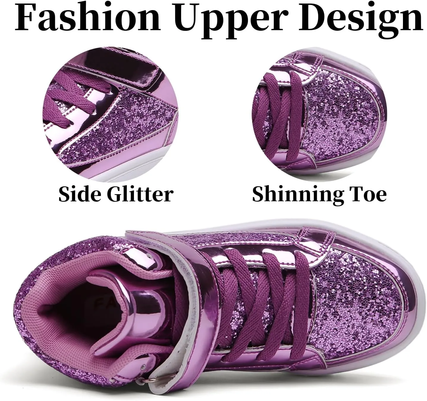 Nihaoya Unisex Kids High Top Sneakers Fashion Glitter Girls Running Shoes Casual Athletic Party Toddler Boys Tennis Shoes