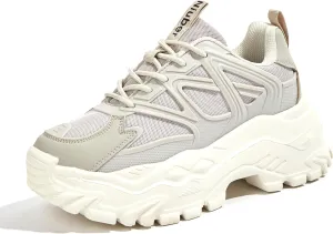 Niluber Chunky Sneakers for Women White Black Red Purple Platform Sneakers Comfortable Casual Lace Up Fashion Tennis Shoes