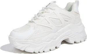 Niluber Chunky Sneakers for Women White Black Red Purple Platform Sneakers Comfortable Casual Lace Up Fashion Tennis Shoes