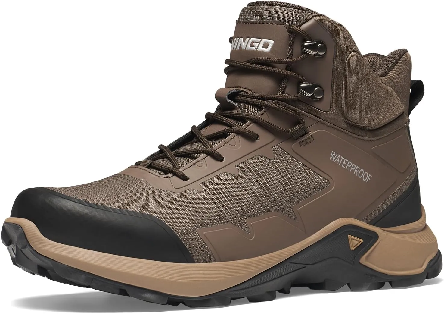 NINGO Men's Hiking Boots Waterproof Hiking Shoes Trail Shoes Lightweight Trekking Boots Comfortable Breathable Outdoor Boot Mid Ankle Boot for Camping, Backpacking, Mountain Trails