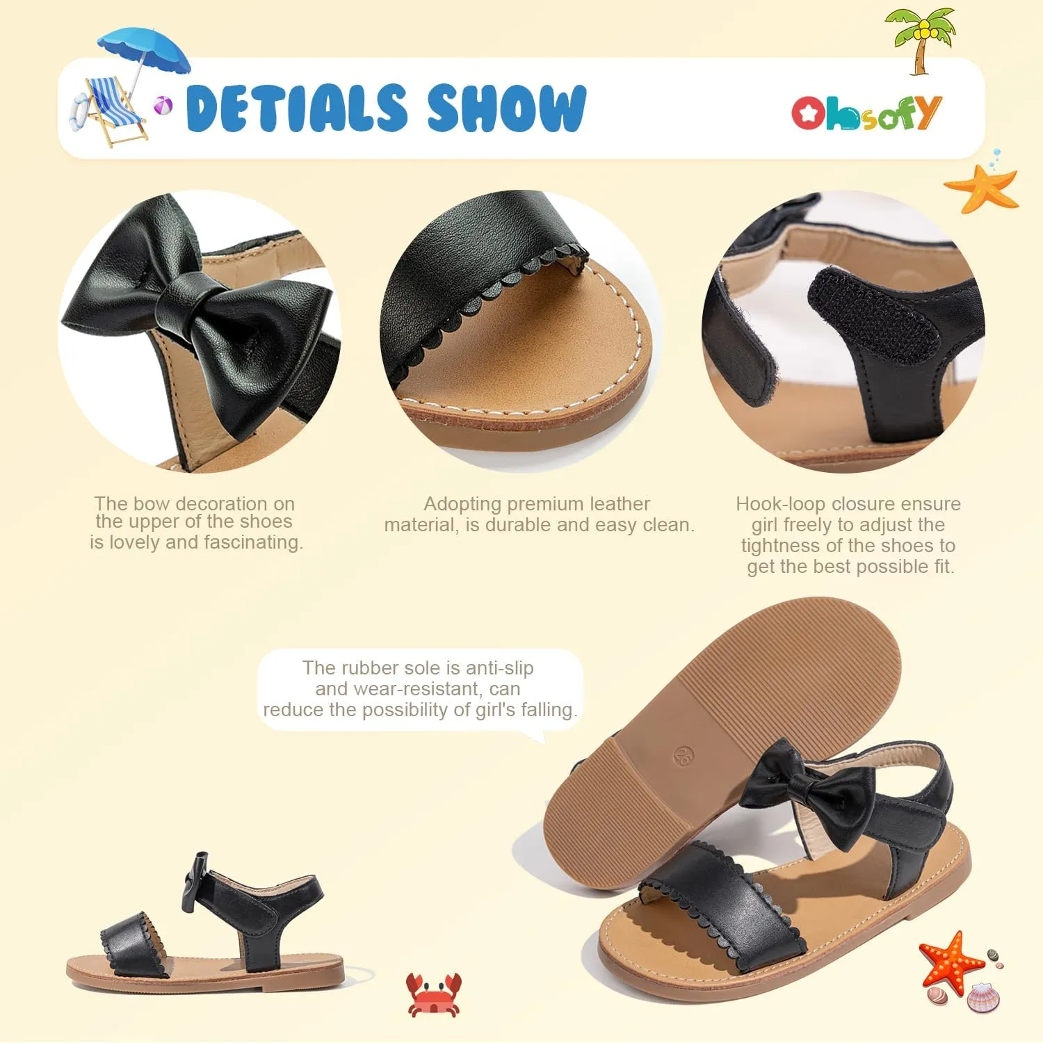 ohsofy Girls Sandals Closed Toe Flower Summer Outdoor Beach Dress Shoes (Toddler/Little Kid)