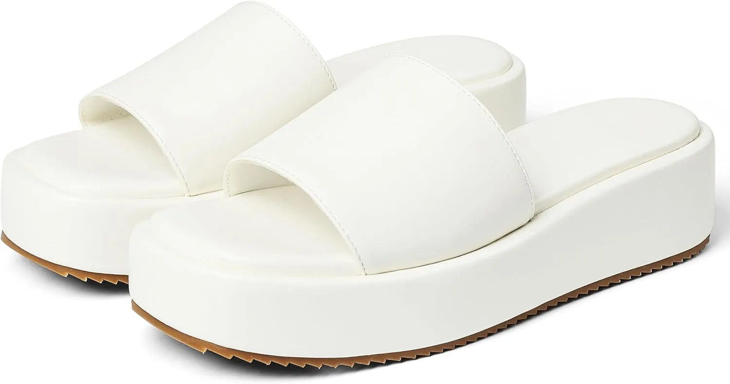 Oiamenne Platform Sandals Women Comfortable Open Toe Wedge Sandals Slip On Platform Slides for Women Padded Summer Casual Beach Shoes
