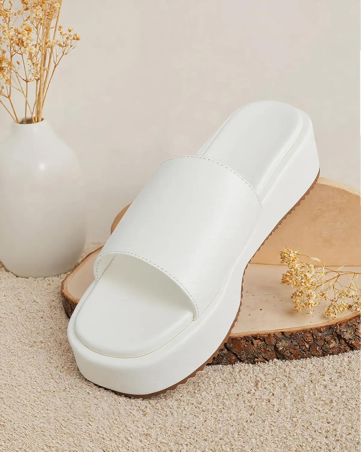 Oiamenne Platform Sandals Women Comfortable Open Toe Wedge Sandals Slip On Platform Slides for Women Padded Summer Casual Beach Shoes
