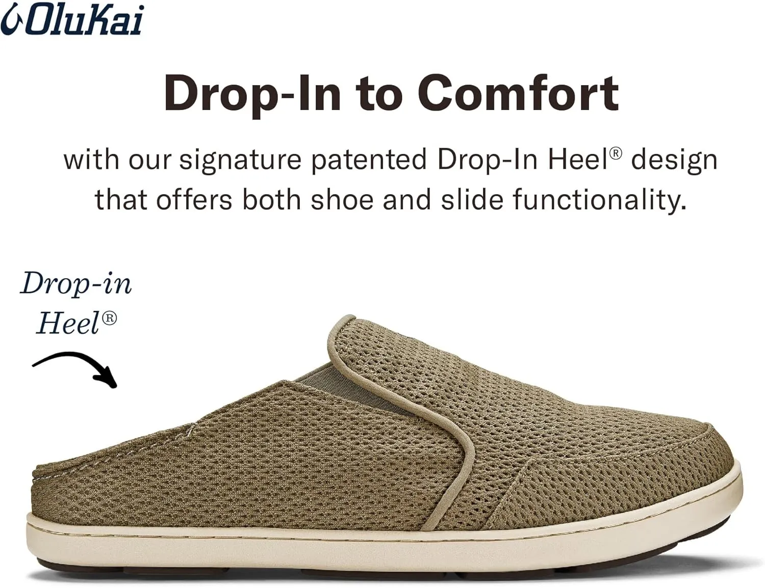 OLUKAI Nohea Mesh Men's Slip On Sneakers, Lightweight & Breathable Shoes for Everyday Wear, All-Weather & Enhanced Traction