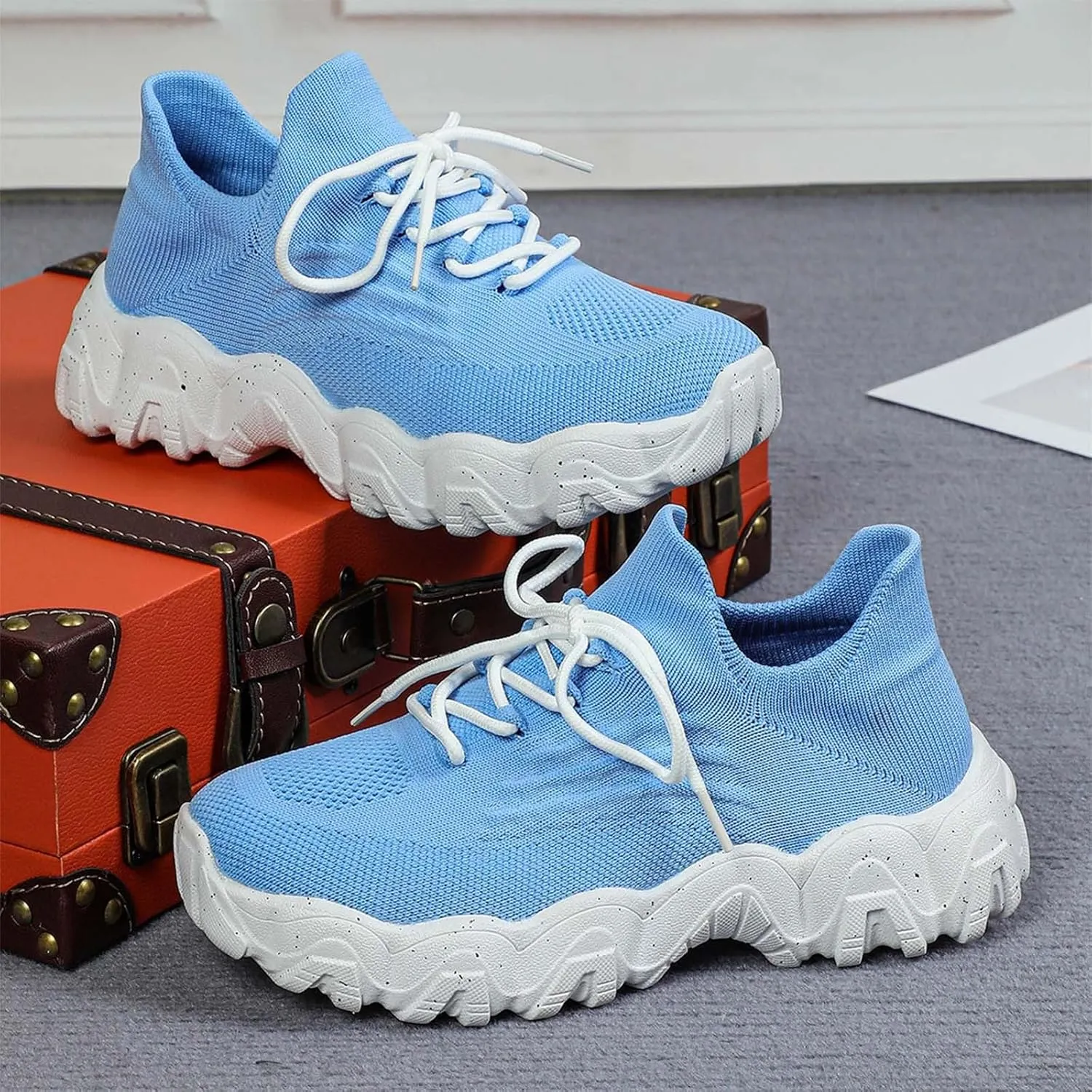 Ortho Pro Shoes for Women,Summer Lace Up Low Top Slip On Sneakers, Women's Comfortable Breathable Knitted Sneakers,Lightweight Mesh Running Shoes,Women's Mesh Orthopedic Sneakers
