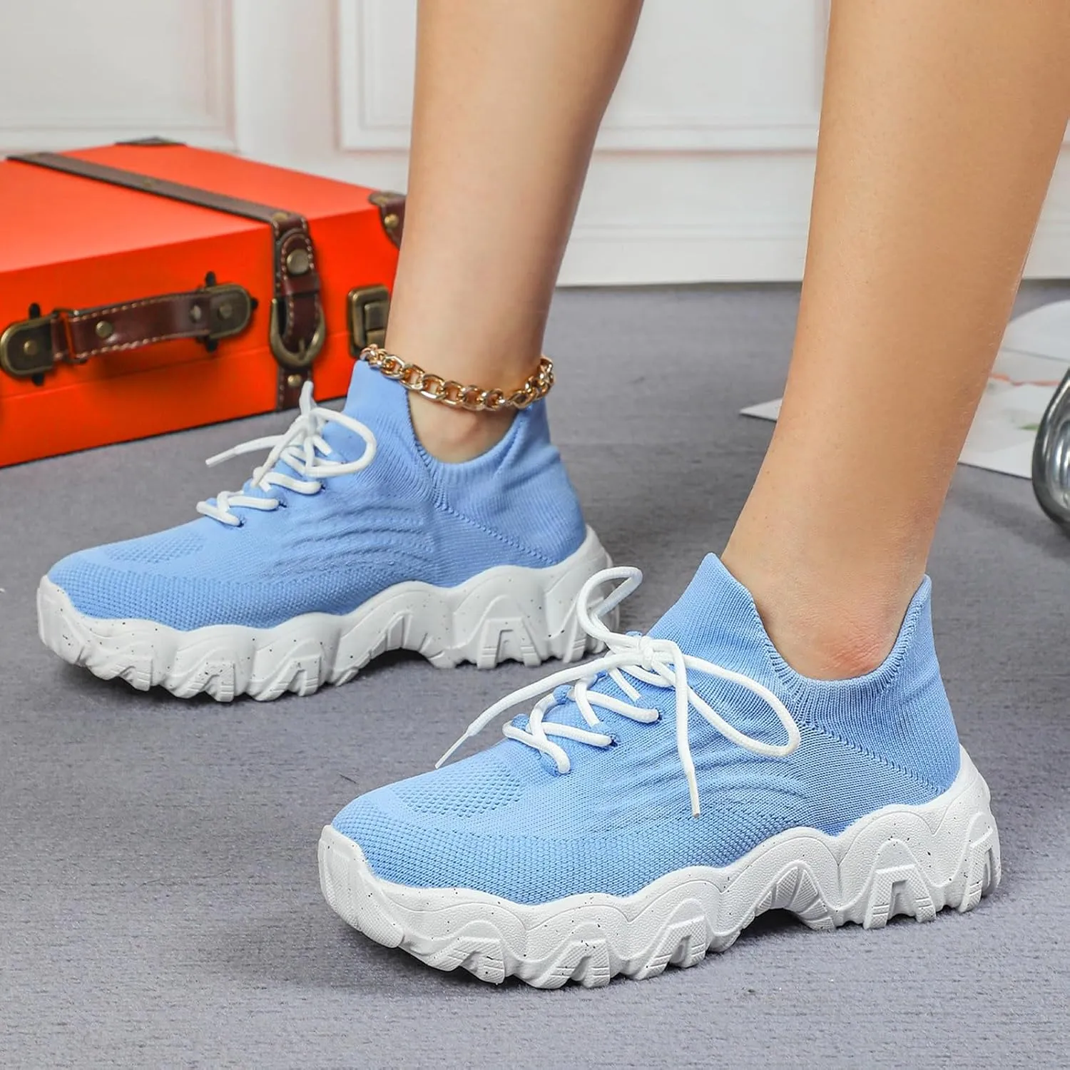 Ortho Pro Shoes for Women,Summer Lace Up Low Top Slip On Sneakers, Women's Comfortable Breathable Knitted Sneakers,Lightweight Mesh Running Shoes,Women's Mesh Orthopedic Sneakers