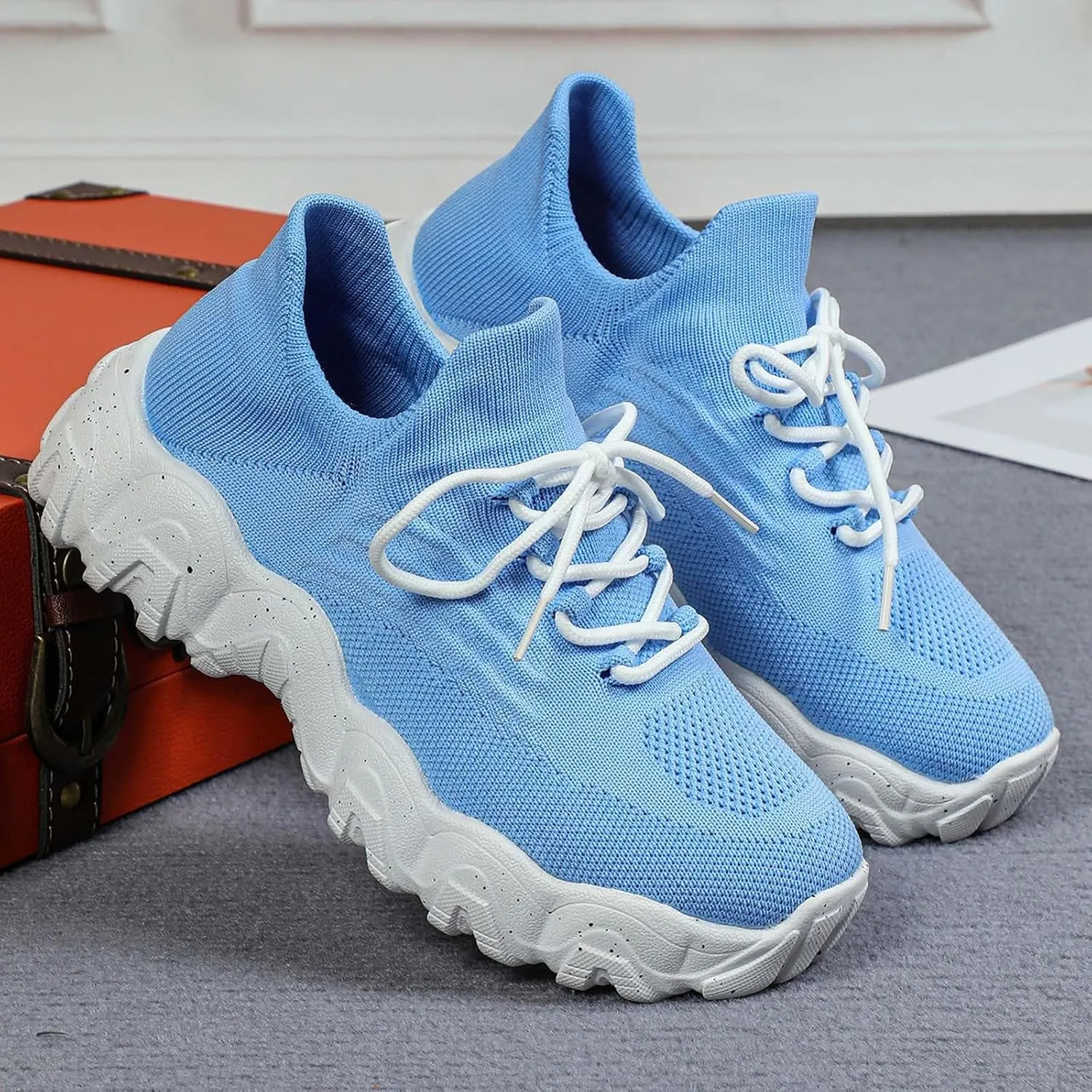 Ortho Pro Shoes for Women,Summer Lace Up Low Top Slip On Sneakers, Women's Comfortable Breathable Knitted Sneakers,Lightweight Mesh Running Shoes,Women's Mesh Orthopedic Sneakers