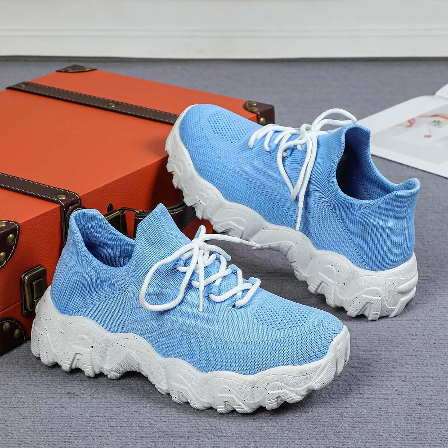 Ortho Pro Shoes for Women,Summer Lace Up Low Top Slip On Sneakers, Women's Comfortable Breathable Knitted Sneakers,Lightweight Mesh Running Shoes,Women's Mesh Orthopedic Sneakers