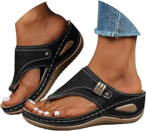 Orthopedic Sandals for Women 2025,Summer Slip On Beach Sandals Dressy Arch Support Wedge Sandal Vintage Wide Width Flip Flops Casual Boho Slipper