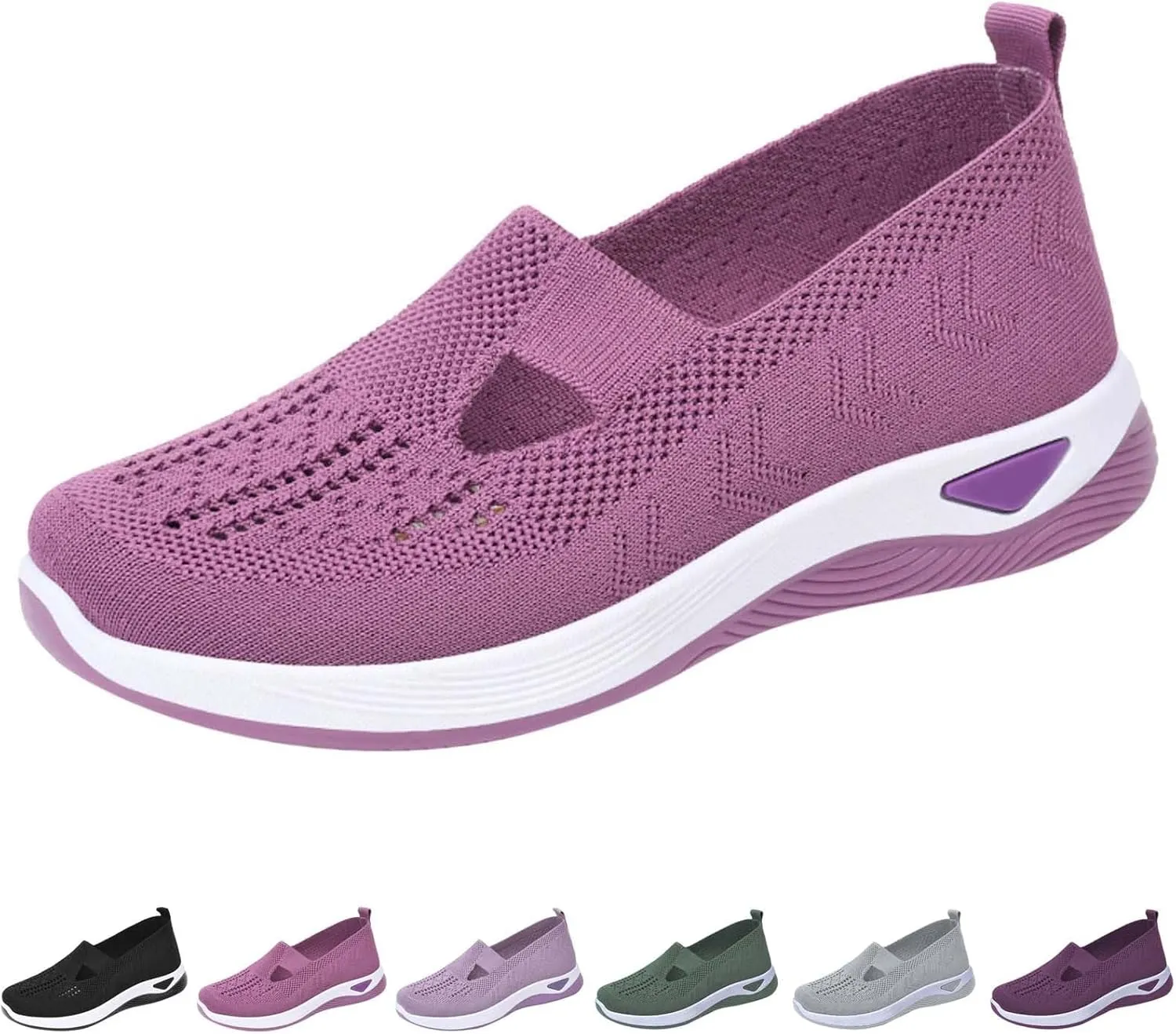 Orthopedic Shoes for Women Mesh Walking Shoes Breathable Non-Slip Slip On Loafers Lightweight Memory Foam Flat Sneakers