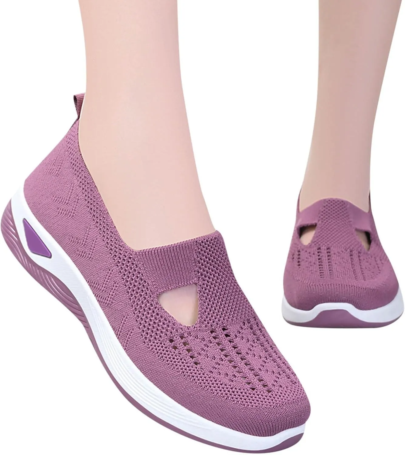 Orthopedic Shoes for Women Mesh Walking Shoes Breathable Non-Slip Slip On Loafers Lightweight Memory Foam Flat Sneakers