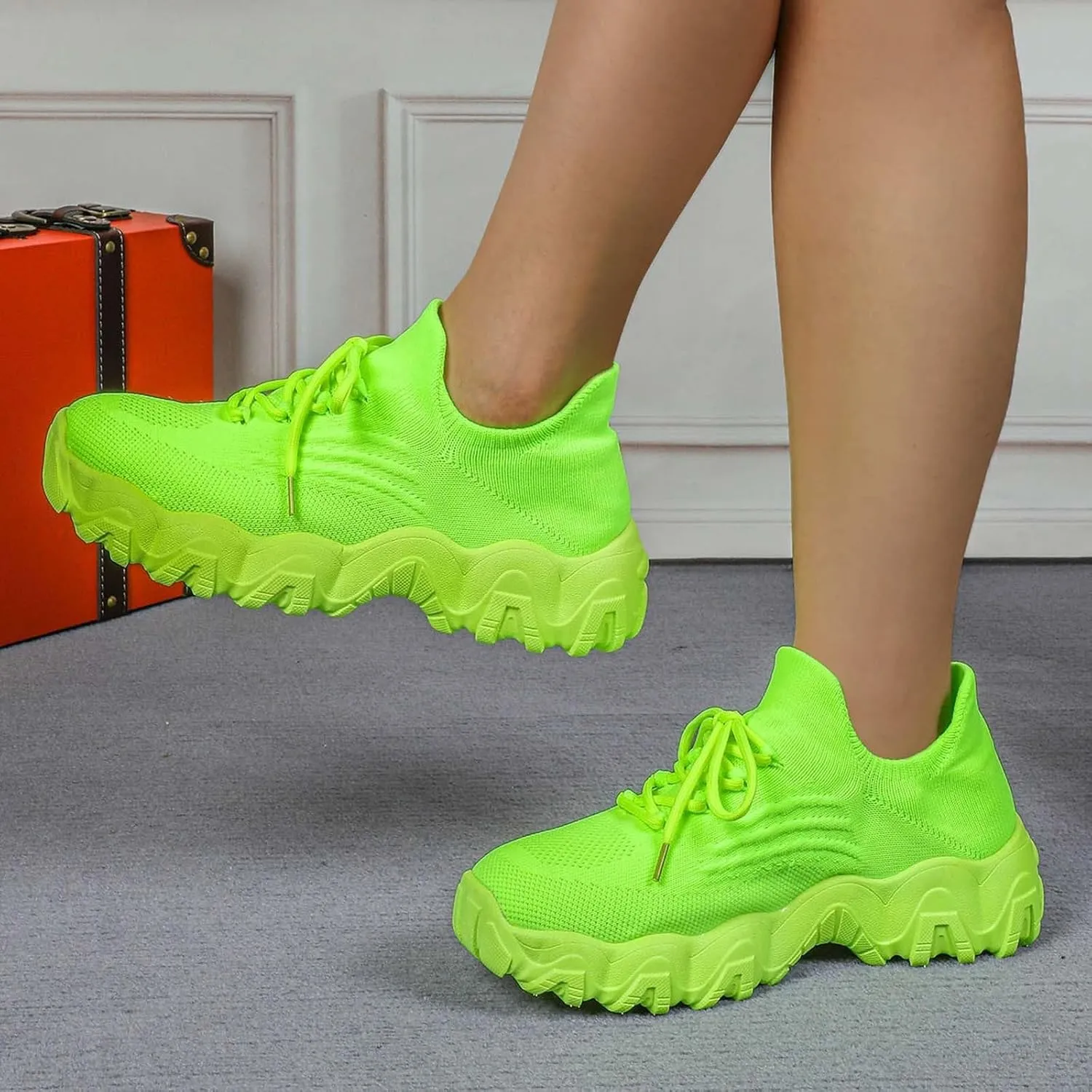 Orthopedic Sneakers for Women Breathable Mesh Nurse Babe Shoes Lightweight Low-Cut Knitted Socks Shoe Summer Non Slip Lace-Up Work Jogging Sneaker with Arch Support Soft Comfy Cushion