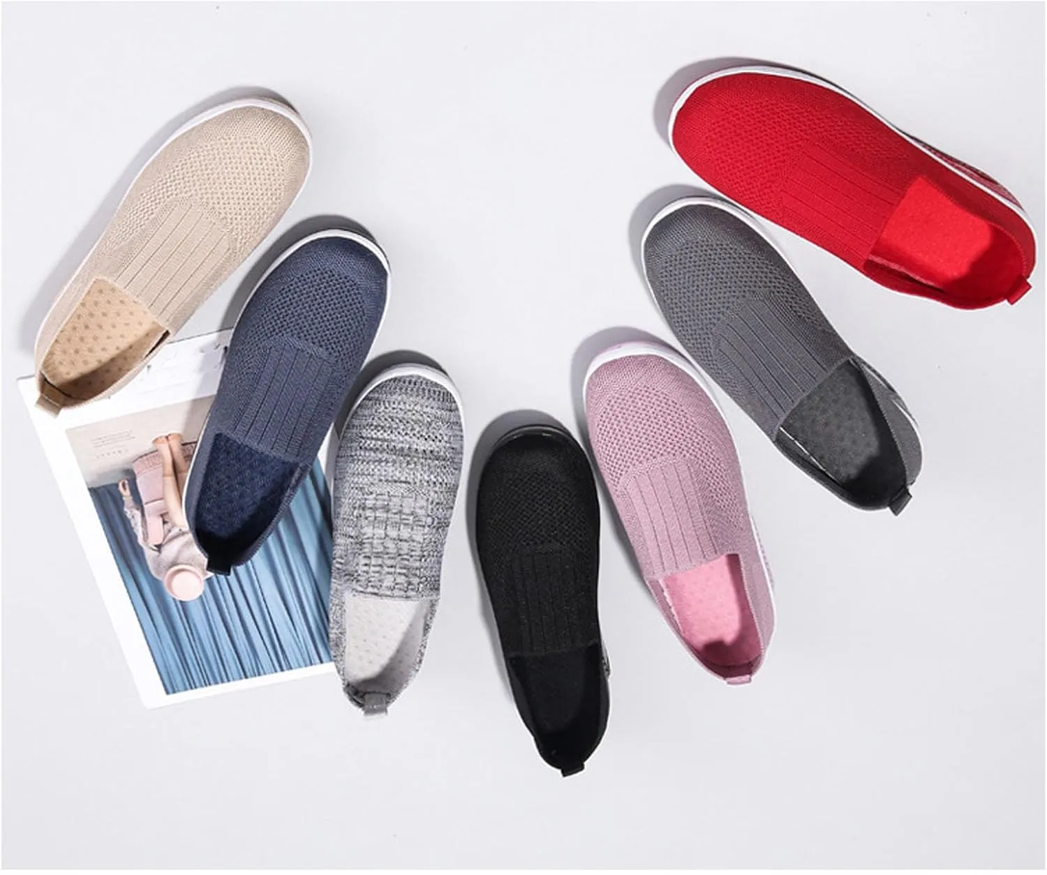 Orthopedic Sneakers for Women Slip-on Light Air Cushion Wedge Walking Shoes Mesh Arch Support Orthopedic Sneakers