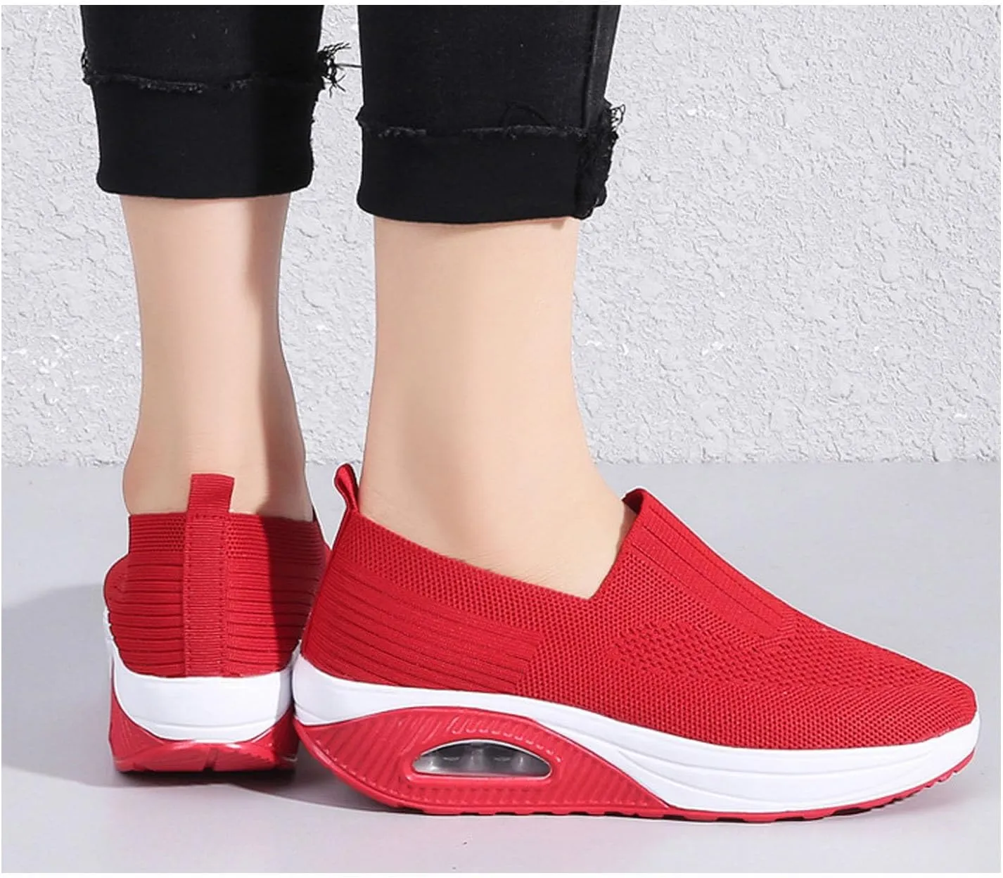 Orthopedic Sneakers for Women Slip-on Light Air Cushion Wedge Walking Shoes Mesh Arch Support Orthopedic Sneakers