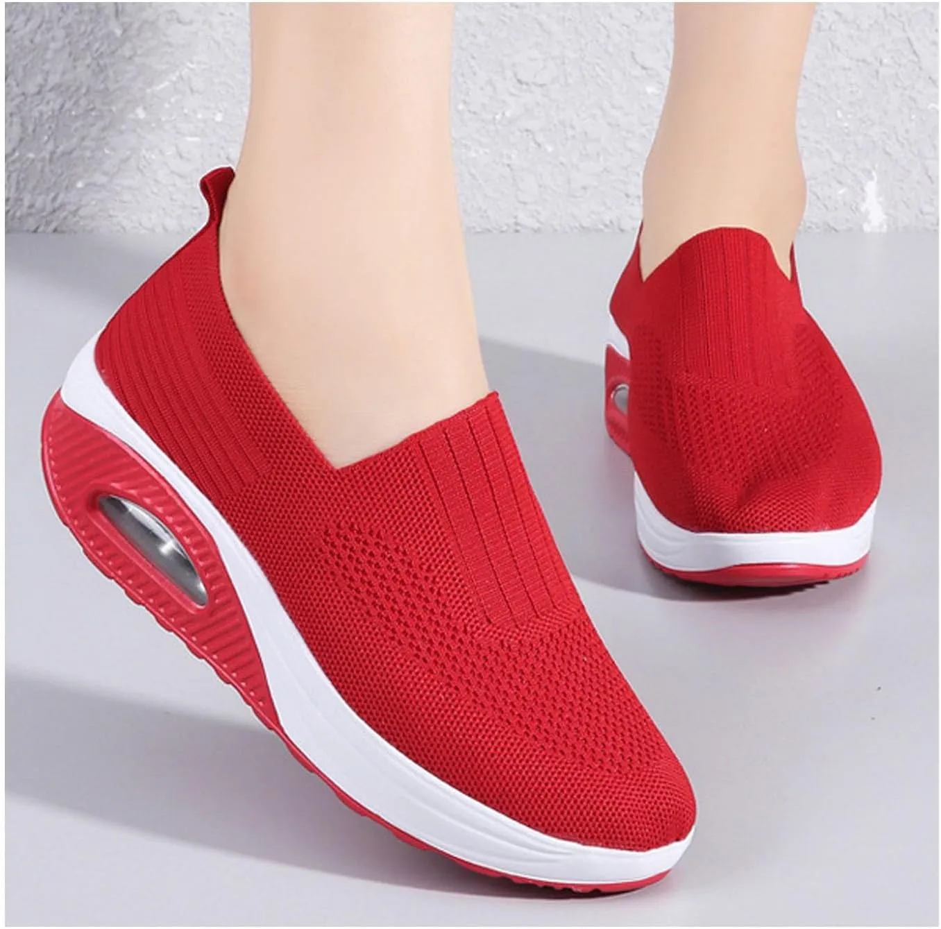 Orthopedic Sneakers for Women Slip-on Light Air Cushion Wedge Walking Shoes Mesh Arch Support Orthopedic Sneakers
