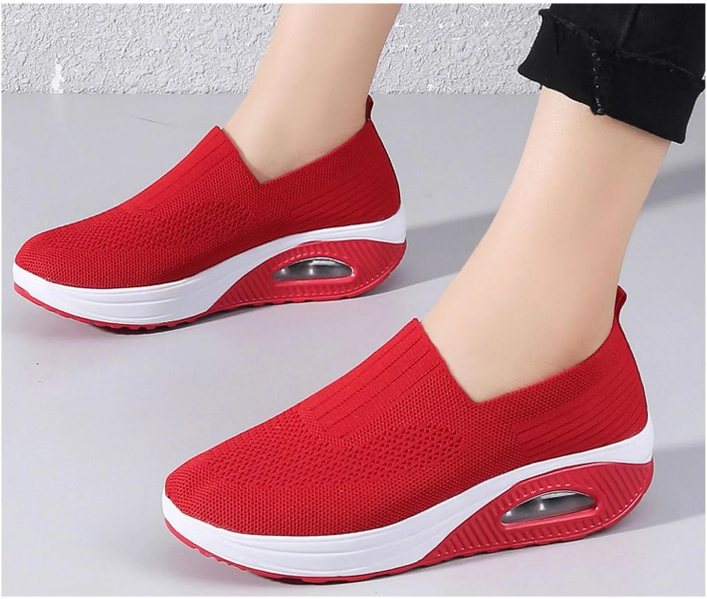 Orthopedic Sneakers for Women Slip-on Light Air Cushion Wedge Walking Shoes Mesh Arch Support Orthopedic Sneakers