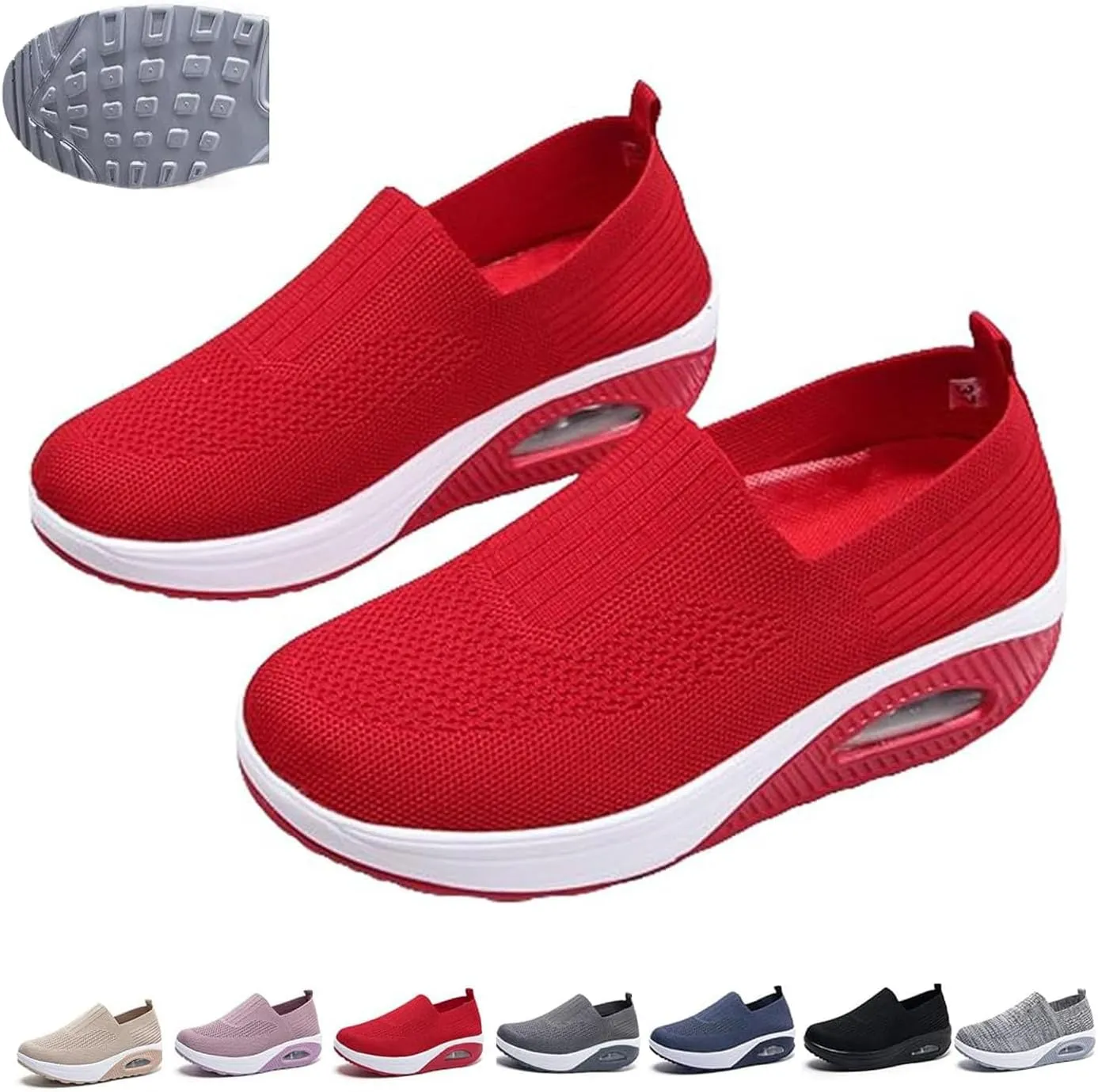 Orthopedic Sneakers for Women Slip-on Light Air Cushion Wedge Walking Shoes Mesh Arch Support Orthopedic Sneakers
