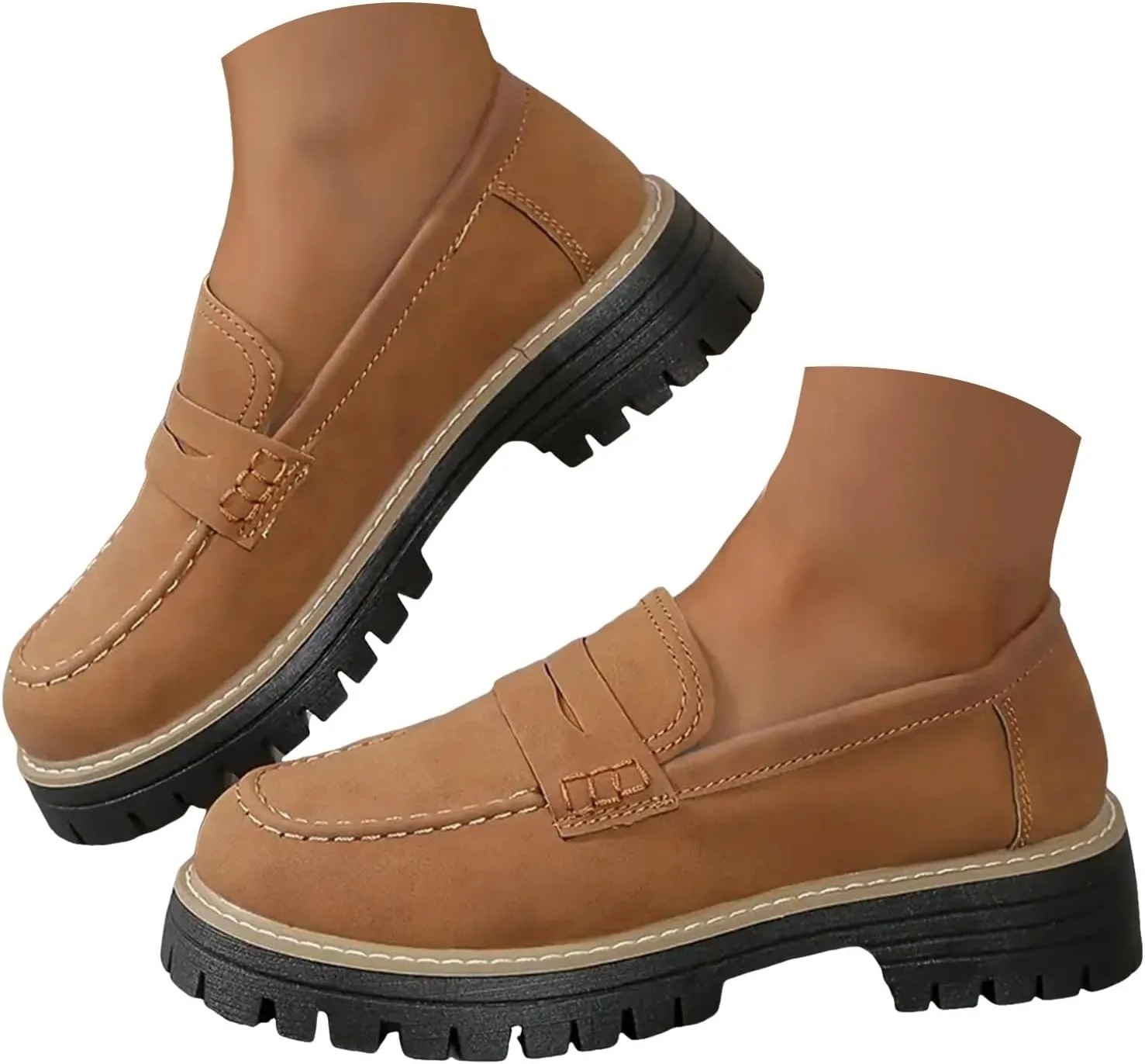 Orthoture-Orthopedic Platform Loafers Comfort Lightweight Shoes Womens Round Toe Walking Shoes Slip on Casual Shoes