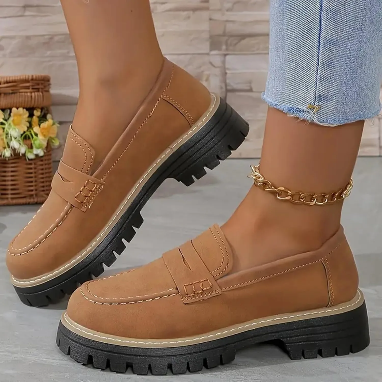 Orthoture-Orthopedic Platform Loafers Comfort Lightweight Shoes Womens Round Toe Walking Shoes Slip on Casual Shoes