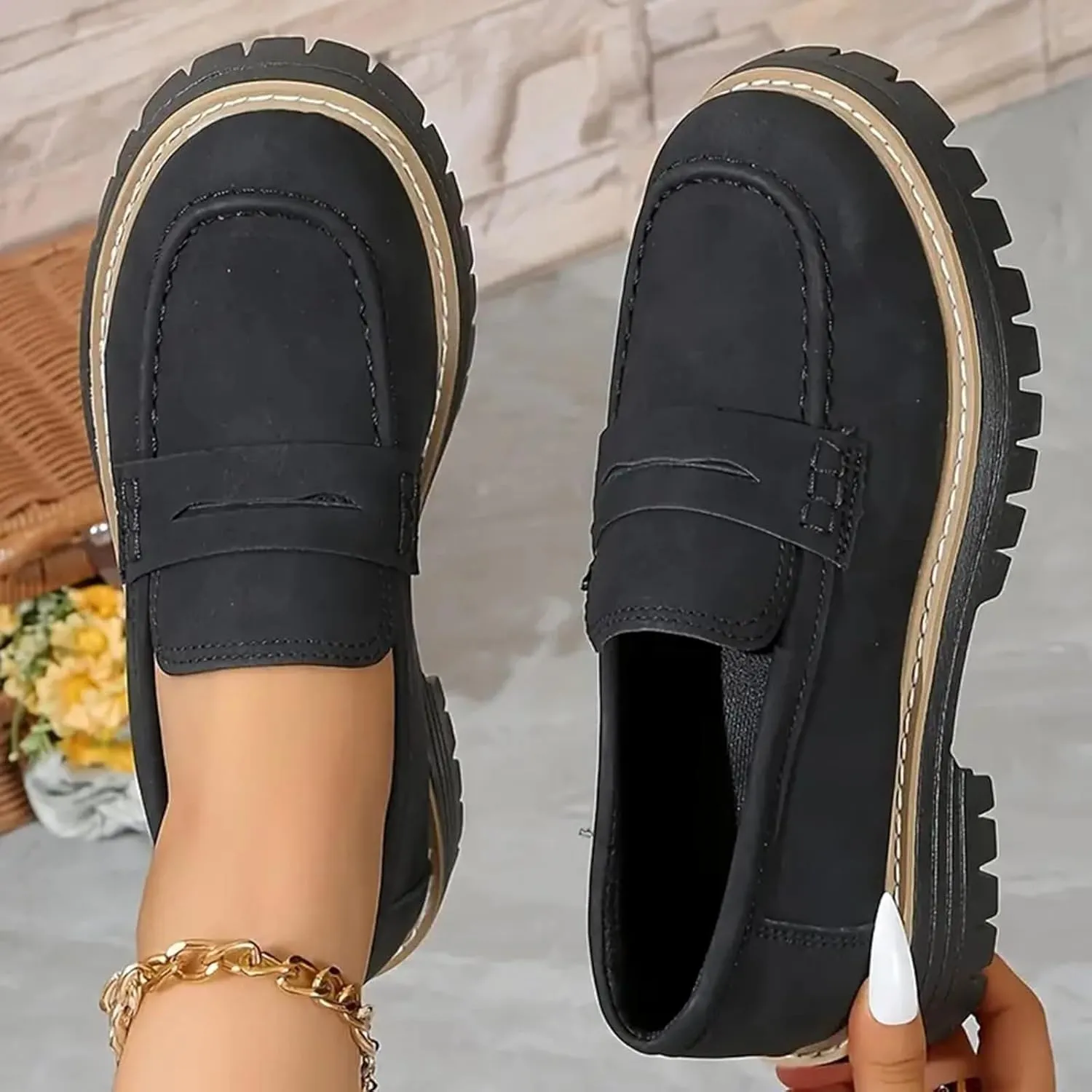 Orthoture-Orthopedic Platform Loafers Comfortable Casual Fashion with Buckle Shoes Womens Round Toe Flats Walking Shoes