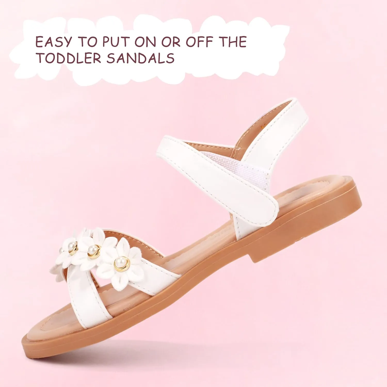 PANDANINJIA Elva Girls Sandals Open Toe Cute Flats Dress Sandals Cross Strappy Summer Shoes Toddler/Little Kid/Big Kid