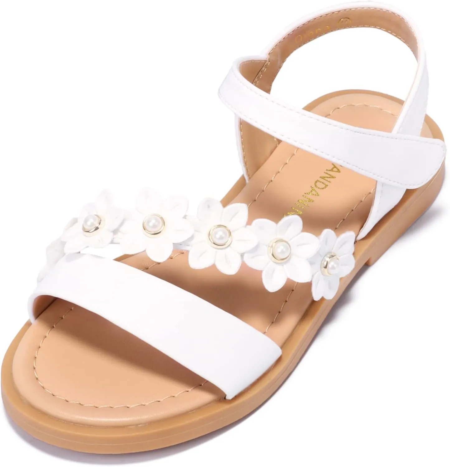 PANDANINJIA Gina Girls Sandals Open Toe Summer Flats Dress Sandals Shoes Toddler/Little Kid/Big Kid