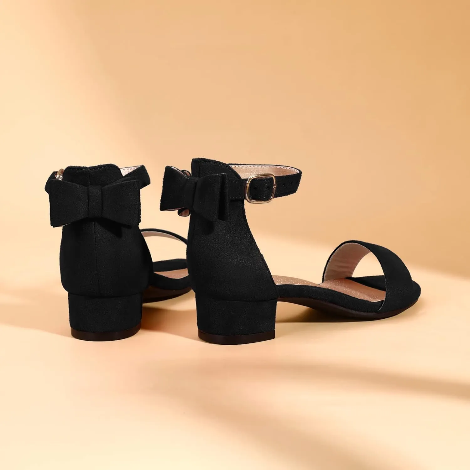 PANDANINJIA Girls Dress Shoes Toddler Kids Heels Sandals Ankle Strap Wedding Party Phoebe Flower Girl Shoes