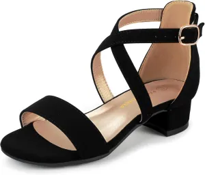 PANDANINJIA Girls Dress Shoes Toddler Kids Heels Sandals Ankle Strap Wedding Party Phoebe Flower Girl Shoes